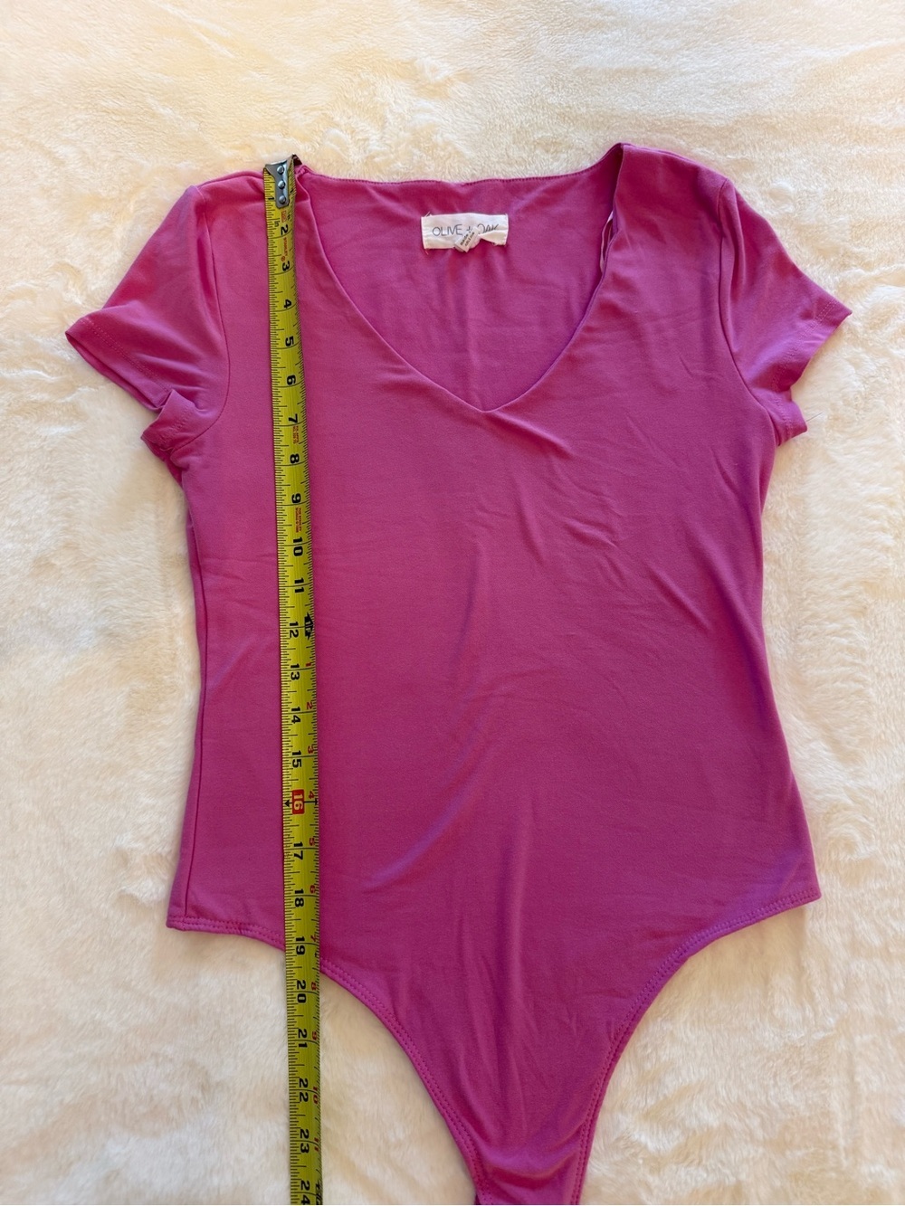 Olive & Oak Magenta V-Neck Short Sleeve Bodysuit
